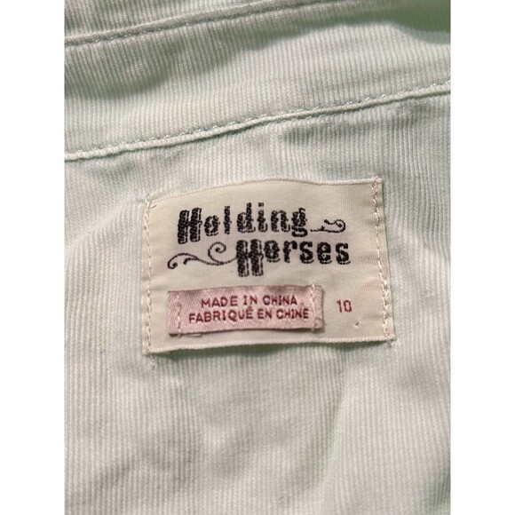 Anthropologie Holding Horses Green Long Sleeve Button Down Snap Shirt Sz 10 EUC! - Picture 4 of 5